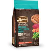 Dogs thrive on quality protein and healthy fats. That is why Merrick Grain Free Real Duck & Sweet Potato Dry Dog Food provides balanced nutrition with real whole foods sourced from local farmers. This natural grain free formula dog food is ideal for all life stages and all breeds of dogs with a focus on naturally nutrient rich ingredients to support overall health. Deboned duck is the first ingredient and helps comprise the 70% of meat and fish sourced ingredients that help build and maintain lean healthy muscle tissue with high quality protein support healthy skin and coat with omega fatty acids and support joint health with glucosamine. The 30% Fresh produce fortifies this high quality grain free canine diet with potatoes sweet potato peas apples and blueberries offering vitamins minerals and antioxidants. Easily digestible carbohydrates like potatoes and sweet potatoes offer the benefit of sustained energy without upsetting grain-sensitive systems. This food revolution in the dog bowl yields 38% protein in every bowl. Like with all of our recipes we locally source our farm fresh ingredients to ensure the highest quality. As a result Merrick recipes don't contain any ingredients from China and our made in our own five-star kitchen and manufacturing facilities that uphold the strict guidelines well defined by the FDA. Capacity - 4 lbs. Item Weight - 4.0116 lbs. Dimension - 4.01 in.