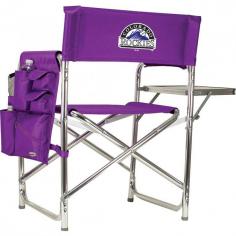 The Sports Chair by Picnic Time is the ultimate spectator chair! It's a lightweight, portable folding chair with a sturdy aluminum frame that has an adjustable shoulder strap for easy carrying. If you prefer not to use the shoulder strap, the chair also has two sturdy webbing handles that come into view when the chair is folded. The extra-wide seat (19.5") is made of durable 600D polyester with padding for extra comfort. The armrests are also padded for optimal comfort. On the side of the chair is a 600D polyester accessories panel that includes a variety of pockets to hold such items as your cell phone, sunglasses, magazines, or a scorekeeper's pad. It also includes an insulated bottled beverage pouch and a zippered security pocket to keep valuables out of plain view. A convenient side table folds out to hold food or drinks (up to 10 lbs.). Maximum weight capacity for the chair is 300 lbs. The Sports Chair makes a perfect gift for those who enjoy spectator sports, RVing, and camping. Dimensions: 19 x 4.25 x 33.25 inches.