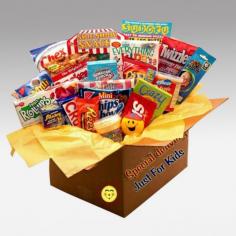 Games and treats for your favorite kids Delicious snacks to spoil their dinner Puzzle books, toys, and games to keep them busy For kids age 6 and upDimensions: 12L x 12W x 14H inches. Gift Basket Includes: Chex Mix Side Show food-shaped gummi candies Sudoku puzzle book Everything Kids Riddle and Puzzle activity book Twizzlers red licorice vines Glow Sticks Pringles chips Ritz Bits cheese-filled crackers Cracker Jacks Hawaiian Punch drink mixes mini Oreo cookies Fruit Roll-ups The Original Mini Slinky Nestle Crunch bar Reese's peanut butter cups mini Chips Ahoy! cookies microwave popcorn Skittles kids' card game (like Crazy 8's Go Fish or hearts) smiley face stress ball Silly Putty. Spoil the kids in your life with the Kids Blast Deluxe Activity Care Package. Games and toys keep them busy on a rainy afternoon or while traveling. An assortment of salty and sugary snacks will create a party vibe that's sure to quash any residual interest they may have had in broccoli.