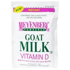 MEYENBERG Instant Powdered Goat Milk is a fresh whole goat's milk, which has been pasteurized and spray-dried. This powdered product is easy to store and does not require refrigeration which makes it excellent for traveling. MEYENBERG products are completely natural without preservatives, no antibiotics, or bovine growth hormones (rBGH). Supplemented with vitamin D and Folic Acid. Makes one quart of whole milk. Benefits: Convenient for traveling Mothers who want a real milk alternative for their cow milk and/or soy sensitive children Food lovers and gourmets who appreciate its flavor, versatility in cooking Protein composition is closest to breast milk for supplementation Easy to Digest Higher in calcium, vitamins A & B, and potassium than cow's milk Kosher Nationally WIC Approved In addition, the casein curd of goat milk is typically softer and smaller than the casein curd of cow milk, another reason why Meyenberg goat milk may be more easily processed by the digestive system. MEYENBERG Goat Milk is a healthy addition for the whole family diet - on cereal, in your favorite recipes, or right out of the glass. Delicious!