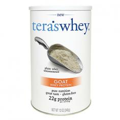 Tera's Whey - Organic Plain Goat Whey Protein - 12 oz. (340 g.) change your life: change the world. Tera's Whey Organic Plain Goat Whey Protein is plain and simple. A blank canvas for the pure essence of Tera's Whey. Unflavored, unsweetened plain whey just waiting for you to add your favorite fruit, yogurts and juices. Tera's Whey Organic Whey Protein Plain Whey is organic, simple and perfect. Tera's Whey Products: Contain ingredients that are sourced from sustainable family dairy farms and from stewards of endangered ecosystems around the world. Contain 20 grams of protein per serving - the recommended serving by MDs and nutritionists for people with health and recovery issues as well as for optimal post-excercise recovery. Contain 4 grams of carbohydrates from fruit and low glycemic stevia - means your blood sugar will not spike. Are made with superfruits known for their extremely high antioxidents and the best tasting vanilla and chocolate on the planet - the same kind that French pastry chefs demand. As a result, all of our products are not only good for you, but they also taste incredible. Teras whey was created to cause extraordinary change. The most natural ingredients like organic, hormone-free cow, goat, & sheep whey proteins. All natural flavors, high antioxidant superfruits, low glycemic stevia. The best tasting, simple ingredients ethically sourced from small family farms, artisan cheesemakers, and fair trade suppliers. Whey that transforms your health (and that of those you love). Made in a green factory that touches the planet lightly. Tera's whey puts the power to cause extraordinary change back where it belongs - in Your hands. Their Naturally Healthy Products Tera's whey was created to be the most naturally healthy product possible.