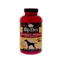 Hip Flex Joint Care Chewable Dog Tablets Stage 3 Overby Farms worked closely with experts and veterinarians in developing tart cherry and dark berry natural supplements for conpanion animals that support healthy hips and joints. State 3 Advanced Care Hip Flex is formulated to provide dogs in need of advanced joint care such as senior pets and those recovering from joint related surgery. Tart cherries help avoid discomfort by supporting the body's normal inflammatory response. Also contains Glucosamine and MSM for added joint support. Features: For all dogs Tart cherry concentrate Natural antioxidant for joint health Glucosamine, MSM and Omega 3 & 6 fatty acids Item Specifications: Active Ingredients (per 3 gram tablet): Glucosamine HCL (Shellfish source).550 mg Methylsulfonylmethane (MSM).450 mg Tart Cherry and Dark Berry Proprietary Blend.250 mg Chondroitin Sulfate (Bovine Source).100 mg Ascorbic Acid (Vitamin C).50 mg Hyaluronic Acid.5 mg Linolenic Acid Omega 3 (Flaxseed).12000 mcg Linoleic Acid Omega 6 (Flaxseed).2600 mcg dl-Alpha Tocopheryl (Vitamin E).5 IU Inactive Ingredients: Citric Acid, Dicalcium Phosphate, Malt, Maltodextrins, Microcrystalline Cellulose, Magnesium Stearate, Natural Flavoring, Rosemary Extract, Silica Aerogel and Stearic Acid Suggested Use: Initial Three Week Period: Up to 10 lbs: 1 tablet 11 to 39 lbs: 2 tablets 40 to 79 lbs: 3 tablets 80 lbs. and over: 4 tablets Maintenance: Up to 10 lbs: 1/2 tablet 11 to 39 lbs: 1 tablet 40 to 79 lbs: 1 1/2 tablets 80 lbs. and over: 2 tablets
