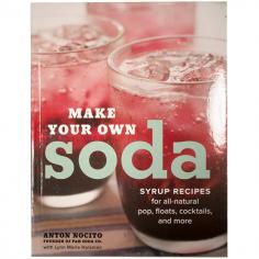Maybe you got a soda stream as a holiday gift, or you buy seltzer by the case, or you're just fed up with sweet, chemical-y soda. If any of this applies, you have got to get this book. Your drinking options are about to get way more awesome. We've already been stocking our bars with Anton Nocito's delicious P & H Soda Syrups so we can whip up a cream soda or a salty dog (grapefruit syrup!) at any moment. Now, we're learning how to make our own, with Anton's new book, Make Your Own Soda: Syrup Recipes for All-Natural Pop, Floats, Cocktails, and More. Who wouldn't want a fridge stocked with seasonal syrups in fresh-from-the-farm flavors like blueberry or pear. Ever wanted to make your own grenadine or orgeat syrup for tiki drinks like mai tais? Done and done. Or how about chocolate and vanilla for egg creams and phosphates? After browsing the chapters on cocktails and desserts, you may be inspired to open your own bar or ice cream shop! This book makes a great gift for any libation lover! tip of the tongue Try Anton's genius recipe for boiled apple syrup â&euro;" you can leave it plain, or get creative and add some spices like whole cinnamon or cloves. 1 quart fresh apple juice Pinch of salt Simmer juice and salt in a medium saucepan over medium heat until the juice is reduced by half (about 1 hour). Remove from the heat and let cool. Store in an airtight container in the fridge for up to 7 days. Makes about 2 cups. Try this mixed with seltzer (when you're feeling hot) or in a hot toddy (when you're feeling cold).