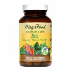 MegaFoodsDailyFoods Zinc - 60 Vegetarian Tablets Mega FoodsDailyFoods Zinc is involved in over 200 metabolic functions! Zinc is an essential mineral which is found in every cell of your body. Enough zinc in your diet is critical to support the vital function of over 100 different enzymes in the body. Zinc deficiency is common and signs of deficiency should be considered in anyone with seasonal allergies. Mega FoodDailyFoods Zinc is an all natural whole food form of this essential mineral which supports healthy immune function, prostate health, proper digestion, skin health, vision, smell and taste, as well as reproductive health, protein synthesis and more. MegaFood provides this essential minerals in natural chelated 100% whole food form. Additional organic foods rich in trace minerals are included to enhance bioavailability. This natural form can be intelligently absorbed and directed around the body for optimal utilization. In addition, mineral rich foods are included for their broad spectrum of trace minerals and phytonutrients. Mineral Formulas Nearly every body system requires natural minerals for normal physiological functions, with each mineral playing a unique and critical role. Without the correct mineral in adequate amounts, enzymatic processes are hindered and vitamin function is diminished. Isolated minerals are often difficult to absorb and utilize by the body. MegaFood delivers these nutrients within a FoodState concentrate of Saccharomyces cerevisiae which also provides synergistic enzymes, cofactors and phytonutrients necessary for proper utilization and retention by your body. Welcome to MegaFood To provide you with exceptional nourishment of the highest quality, MegaFood premium multi-vitamins are made with a full spectrum of fresh whole foods including farm fresh broccoli, carrots, oranges, Maine Wild Blueberries, Cape Cod Cranberries and pure nutritional yeast.