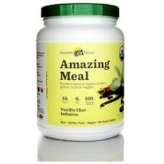 The delicious Amazing Meal Vanilla Chai is 11+ grams of organic, plant-based protein, a powerful and tasty blend of nutritious greens, phytonutrient fruits and vegetables, digestive enzymes and 5 billion probiotics all in one scoop. The way Mother Nature intended Organic, Raw and Delicious. Organic, Plant-Based Protein Naturally sourced from organic hemp seed, brown rice, sprouted quinoa and pumpkin seed. Antioxidant & Phytonutrient SuperFoods Chlorophyll-packed organic wheat grass, barley grass, alfalfa, kale, organic super fruits aai and goji berries and raw power of maca. Cleansing Fiber, Digestive Enzymes & Probiotics To help balance blood sugar (for individuals within normal, healthy ranges), improve digestion and promote healthy intestinal flora. OUR PROCESSAmazing Grass is from farms, not factories. OUR FRIENDSWeve partnered with our friends to enrich Amazing Meal with premium aai powder from Sambazon and fresh hemp protein from Manitoba Harvest. The Amazing StoryAmazing Grass Cereal Grasses Are Grown & Harvested on the Family Farm in Kansas. Their Dedication to The Finest & RAW Ingredients keeps the Best of what Mother Nature has Perfected. In the End, making others Happy makes Amazing Grass Happy People.