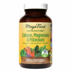 MegaFood Calcium, Magnesium & Potassium - 90 Tablets MegaFood Calcium, Magnesium & Potassium is an excellent formula to take with MegaFood's One Daily multi-vitamins. MegaFood Calcium, Magnesium and Potassium supports the health of bones and muscular system, and helps to maintain already healthy blood pressure levels and cardiovascular health. Mega Food Calcium, Magnesium & Potassium contains Organic herbs that provide synergistic trace minerals to catalyze utilization. Mega Food Calcium, Magnesium and Potassium is easy to digest and can be taken on an empty stomach without upset. Mega Food Calcium, Magnesium plus Potassium contains no gluten, soy, or dairy, and is suitable for vegans. Farm Fresh with No Pesticides & Herbicides Non-GMO Vegan & Kosher About MegaFood Core ValuesMegaFood is a pioneer in the natural products industry, being the first company to make vitamins from scratch, with farm fresh whole foods. For 40 years, they have been making wholesome nutritional supplements that deliver the promise of farm fresh foods. At MegaFood, they are committed to producing the most authentic nourishment possible, and are dedicated to improving the lives of others with the products they make. They Value Health & Wellness Make it Easy Think Like an Owner Be Real Pursue Your Passion Enjoy the Journey Do it Right Share the Love MegaFood - The Original but Never the OrdinarySince its inception, the hallmark of MegaFood has been their unwavering commitment to quality and dedication to delivering the most authentic nourishment possible. MegaFood is a pioneer in the supplements industry, choosing to take the road less traveled so that they could help improve people's lives with the products they produce.