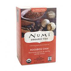 Ruby Chai Caffeine Free Spiced Rooibos. A Warm Savory Depth Pure Herbal Teason Bags The Purest Tea On The Planet Earthy, Vanilla Organic Rooibos And A Sultry Blend Of Spices Come Together In Numi's Caffeine-Free Chai. Rooibos Is Lauded For Its High Antioxidant Properties. We've Sourced The Highest Quality Cloves, Nutmeg, And Cinnamon, Mingling Them With Sweet Indian Allspice, Vivacious Chinese Ginger And A Kiss Of Cardamom. Ruby Chai Is Full-Bodied Like Black Tea, Yet Soothing Any Time Of Day. Teason&trade; Is Our Term, Derived From The French Tisane, For Brewed Herbal Beverages; Which Strictly Speaking, Are Not From The Tea Plant, Camellia Sinesis. Enjoy! Numi: A Journey Of Imagination Begins With A Cup Of Tea And A Quiet Moment. Numi Is A Labor Of Love By A Brother And Sister. She Hand Paints The Images That Grace Numi's Packaging, Inspired By Photographs He Takes While Traveling The World In Search Of Organic And Exotic Teas And Herbs. Tea Is Liquid Meditation, Reminding Us To Enter A Time And Space To Find Our Own Thoughts And Visions. We Invite You To Take The Tea Transformation. The Purest Tea On The Planet&trade;: Selecting Premium, Full Leaf Teas - Never Tea Dust - To Ensure Smooth, Soothing Flavors That Nurture Your Health. Using 100% Real Ingredients - Fruits, Flowers & Spices - To Create An Authentic, Natural Taste. We Don't Believe In The Common Practice Of Adding Oils & "Natural" Flavorings To Create Flavor. Supporting Our Communitea By Sourcing Certified Organic Teas & Herbs Directly From The Farmers. Conscientiously Creating Partnerships That Improve The Quality Of Life From Farmer To Packer. Using Eco-Friendly Packaging: The Carton Is Made Of 85% Post-Consumer Waste, Printed With Soy Based Inks And The Tea Bags Themselves Are Biodegradable Usda Organic / Certified Organic By Qai 1-888-404-6864