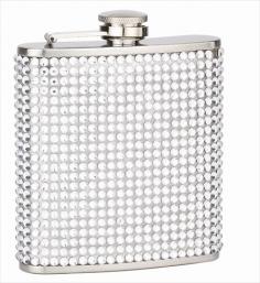 An incredibly dazzling feminine design that any girl is sure to love&#33; The body of the stainless steel flask is entirely covered with sparkling crystals and glitter for a glamorous style that will stand out. From birthdays to bachelorette parties to bridesmaids' gifts this flask is a fun and unique gift that any girl will love. Covering: Sliver Bling Stainless Steel. Material: Premium Quality Food Grade Stainless Steel with Welded body. Capacity: 6oz. Style: Captive Top. Height: 4.5". Width: 3.75". Thickness: 1".