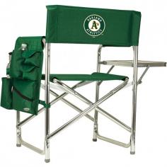 The Sports Chair by Picnic Time is the ultimate spectator chair! It's a lightweight, portable folding chair with a sturdy aluminum frame that has an adjustable shoulder strap for easy carrying. If you prefer not to use the shoulder strap, the chair also has two sturdy webbing handles that come into view when the chair is folded. The extra-wide seat (19.5") is made of durable 600D polyester with padding for extra comfort. The armrests are also padded for optimal comfort. On the side of the chair is a 600D polyester accessories panel that includes a variety of pockets to hold such items as your cell phone, sunglasses, magazines, or a scorekeeper's pad. It also includes an insulated bottled beverage pouch and a zippered security pocket to keep valuables out of plain view. A convenient side table folds out to hold food or drinks (up to 10 lbs.). Maximum weight capacity for the chair is 300 lbs. The Sports Chair makes a perfect gift for those who enjoy spectator sports, RVing, and camping. Dimensions: 19 x 4.25 x 33.25 inches.