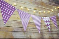 Flag bunting banners have been popular and trending for parties, weddings, indoor and outdoor decoration for a period of time now. These great decorations are here to stay and will make a great decorating item for any occasion. This is our mix fuchsia pattern triangle pennant banner which includes 4 designs in this banner set. In this set you will receive 12 triangle flag bunting banners which are pre- strung, so all you have to do is take it out of the package and it's ready for hanging. The designs included in this banner set are: fuchsia Chevron pattern, fuchsia Polka Dot pattern, fuchsia Stripe pattern, and fuchsia Checker pattern flags which are pre-strung on a matching color twine. Patterns are printed on both sides of each triangle pennant. Product Specifications: Pennant Count: 12 Pennants Pennant Patterns: 3 Chevron, 3 Polka Dot, 3 Stripe, 3 Checker Twine Length: 11 Feet Triangle Pennant Dimensions: 7.5W x 8LWe also offer great variety of matching paper decorations for your event, please view some of our other decorations: round paper lanterns, paper straws, tissue paper pom poms.