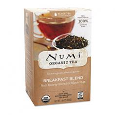 Manufacturer: Numi. Pack of 18. Morning Rise black tea contains Ceylon, Assam, Keemun, and Darjeeling for a hearty morning cup. Ceylon from Sri Lanka bestows its strong yet smooth profile, while Indian grown Assam imparts a malty and robust depth. Keemun from China offers deep burgundy notes that complement the natural floral and fruity Muscatel of Indian Darjeeling. Organic Breakfast Blend tea is caffeine-free and contains 100 percent real ingredients with no oils or flavorings. Individually wrapped tea bags are biodegradable. Customers also search for: NUMI Organic Tea, Break Room Refreshments, Supplies, Breakroom, Teas, Morning Rise Black Tea, Discount NUMI Organic Tea Black Tea, Organic, 18 Bags/Box, Breakfast Blend, Buy NUMI Organic Tea Black Tea, Organic, 18 Bags/Box, Breakfast Blend, Wholesale NUMI Organic Tea Black Tea, Organic, 18 Bags/Box, Breakfast Blend, 680692102208, 10220, Tea. No returns.