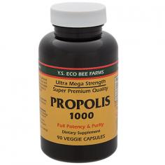 YS Organic Bee Farms - Propolis Caps 1000 mg. - 90 Capsules YS Bee Farms - Propolis Caps 1000 mg has full potency and purit. Y.S. Propolis has ultra mega strength and super premium quality. Propolis is a resinous, substance gathered by the bees from the leaf buds or the bark of certain trees, and bushes. The bees then use the propolis as a cement that lines the walks of the hive in which they prepare honey, pollen, royal jelly and other related by - products. Nature has provided bees with this substance to keep them and their hives free of germs in spite of 40,000 to 50,000 bees being crammed into close quarters in the hive. The green to brownish glue-like material with an aromatic smell and slightly bitter taste is made up of 50 to 55 percent resin and balsam, depending on what kind of foliages available. Researchers found the therapeutic properties of propolis come from substances called flavonoids found in the resin. Propolis is rich in minerals, B-vitamins and antibiotics and works to raise the body's natural resistance by stimulating it to produce its own disease fighting defenses. Bees collect propolis, treat it with their own enzymes and use sticky material to patch holes, or cracks in the hive. This cement protects the insects and their home from contamination, moisture and germs. About YS Organic Bee Farms Y.S. Organic Bee Farms is built on a foundation of four generations of hands-on beekeeping experience. They are the pioneer in beekeeping in North America, after intense research and development for many years. Since then their commitment continues to the food industry. As a result they have been the most long-standing and reputable national distributor of honey.