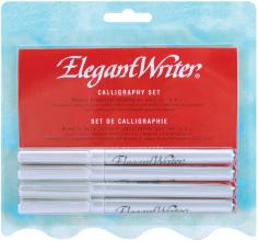 The Speedball Elegant Writer range was developed to provide the finest quality markers for calligraphy and fine lettering. Their crisp, chisel nibs are made of a durable porous plastic with a tip that starts sharp and stays sharp for more exact lettering. The Special Occasion set makes lettering for Holiday, Wedding, Anniversary or other festive events easy. These are the most versatile markers in calligraphy. Their ink is non-toxic, acid-free, non-permanent. No. 2880 contains 1 Black Broad Point Marker, 1 Black Medium Point Marker, 2 Black Fine Point Markers, and Instruction Booklet. No. 2881 contains six elegant Writer Markers in assorted colors (2 Black, 1 Brown, 1 Green, 1 Blue and 1 Red). Fine Point. No. 2882 contains six elegant Writer Markers in assorted colors (2 Black, 1 Brown, 1 Green, 1 Blue and 1 Red). Medium Point. No. 2883 contains six elegant Writer Markers in assorted colors (2 Black, 1Brown, 1 Green, 1 Blue and 1 Red). Broad Point. No. 2886 Special Occasion contains 1 Red Fine Point, 1 Green Medium Point, 1 Silver Broad Point, and 1 Gold Broad Point along with a complete guide to beautiful writing.