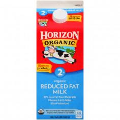 38% less fat than whole milk. Vitamins A & D added. Ultra-pasteurized. USDA organic. Our farms produced this milk without antibiotics, added hormones, pesticides or cloning. Creating an organic connection. At Horizon Organic, we believe in producing wholesome dairy without the use of antibiotics, added hormones, pesticides or cloning. Synthetic colors and artificial flavors are also off the lids. So what do all those no's add up to? A big yes for your health and the health of the environment. We figure it's all connected. Eliminating chemicals from milk production creates a healthy environment that supports healthy cows, healthy family farms, healthy communities and a healthier planet. Above all, we think choosing organic leaves the world just a little better than how we found it. And it all starts with one creamy and delicious glass of milk. Get to know our family farmers. Hardy Farms. Organic was a natural choice at Hardy Farms in Maine. Like his father before him, Henry Hardy recognizes the importance of grazing and working in harmony with the land. The fun stuff is getting up in the morning, breathing nice, fresh air and working with the animals. I wouldn't want to do anything else, says Henry. The passion for farming continues on to the next generation. The kids love the cows, they've always shown them at fairs, Henry says. When we go out to pasture, the cows are always at our back pockets looking for affection. It's kind of neat. Visit HorizonOrganic.com to read more stories from our hundreds of family farm partners. Fat reduced from 8 g to 5 g. Grade A. Certified organic by Quality Assurance International. Visit HorizonOrganic.com. Made in USA.