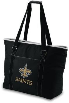 New Orleans Saints waterproof picnic tote. This Saints cooler tote wasn't designed solely as a beach bag, but if a beach bag is what you're looking for, this one won't disappoint! Measuring 23" (L) x 8.25" (W) x 17" (H), this extra large tote has almost 1 cubic feet of interior storage space, enough to hold 48 12-oz. cans! Fully-insulated to keep your food and drinks cold, this bag also has a heat-sealed, water-resistant interior liner which is perfect for transporting wet pool towels, swim suits or the like. A larger zipper pocket on the exterior of the tote lets you keep other personal effects within easy reach. All licensed products have been approved by the team; however, Picnic Time is considered a designer line. The product color may not be an exact match to the team color. The Tahoe may be just the family-sized beach style tote you've been wishing you had.