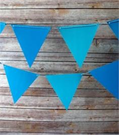 Flag bunting banners have been popular and trending for parties, weddings, indoor and outdoor decoration for a period of time now. These great decorations are here to stay and will make a great decorating item for any occasion. This is our mix blue ombre triangle pennant banner which includes 3 differnt shades of blue in this banner set. In this set you will receive 12 triangle flag bunting banners which are pre- strung, so all you have to do is take it out of the package and it's ready for hanging. The different shades of blue included in this banner set are: turquoise, sky blue, royal blue flags which are pre-strung on a matching color twine. Patterns are printed on both sides of each triangle pennant. Product Specifications: Pennant Count: 12 Pennants Pennant Colors: 4 Turquoise, 4 Sky Blue, 4 Royal Blue Twine Length: 11 Feet Triangle Pennant Dimensions: 7.5"W x 8"L We also offer great variety of matching paper decorations for your event, please view some of our other decorations: round paper lanterns, paper parasols, tissue paper pom poms, paper hand fans.