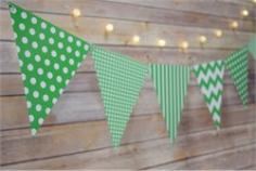 Flag bunting banners have been popular and trending for parties, weddings, indoor and outdoor decoration for a period of time now. These great decorations are here to stay and will make a great decorating item for any occasion. This is our mix fuchsia pattern triangle pennant banner which includes 4 designs in this banner set. In this set you will receive 12 triangle flag bunting banners which are pre- strung, so all you have to do is take it out of the package and it's ready for hanging. The designs included in this banner set are: fuchsia Chevron pattern, fuchsia Polka Dot pattern, fuchsia Stripe pattern, and fuchsia Checker pattern flags which are pre-strung on a matching color twine. Patterns are printed on both sides of each triangle pennant. Product Specifications: Pennant Count: 12 Pennants Pennant Patterns: 3 Chevron, 3 Polka Dot, 3 Stripe, 3 Checker Twine Length: 11 Feet Triangle Pennant Dimensions: 7.5W x 8LWe also offer great variety of matching paper decorations for your event, please view some of our other decorations: round paper lanterns, paper straws, tissue paper pom poms.