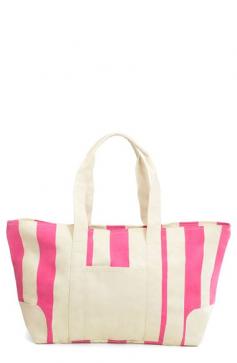 Whether heading out for a honeymoon or family vacation, our Striped Canvas Tote is the perfect on-the-go accessory! Fashioned in well structured canvas, this nautically designed tote features a contrasting colorful and creamy natural, striped pattern, two exterior pockets, an interior, zippered pouch, easy carry handles, reinforced seems and a handy interior keychain clasp, making it impossible to lose your keys amidst all the towels, lotions, toys and beach supplies. So, load up and ship out for a fun filled getaway everyone is sure to enjoy! Ahoy, Matey! Free personalization is sure to make each one of these traveling bags unique to each person, and with an abundance of thread color options, all your mates are sure to be pleased! Available in Orange (O), Navy (N) and Pink (P) stripes. Details: brSize: Measures 13 inches tall by 7 inches deep by 25 inches wide. Handles provide an extra 10 inches in height. brMaterials: Cotton canvas Embroidery Options: brThe Striped Canvas Tote Bag may be embroidered with up to three block initials or a block name (max of 12 characters) in navy blue, red, bright pink, orange, burgundy or Kelly green at No Additional Cost. Submit Personalization Options to Seller via email - See Contact Seller information.