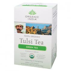 Herbal Supplement. USDA organic. Contains caffeine. A rejuvenating blend of Tulsi & green tea. Tulsi Tea is abundant in antioxidants. Stress relieving & energizing. A harmonious blend of Tulsi and green tea, simply accented with an aromatic lemon flavor lift from Tulsi. This wonderful flavor combination provides a natural energy boost with half the caffeine! About Tulsi Tea: Throughout India, Tulsi is revered as a sacred plant infused with healing power, and is lovingly called the queen of herbs. Traditionally grown in an earthen pot in every home, Tulsi (also known as holy basil) makes a delicious and energizing herbal tea. Tulsi is an adaptogenic herb which helps your body relieve the negative effects of stress. Repeatedly noted for 5,000 years throughout sacred Indian scriptures, Tulsi's remarkable life-enhancing qualities are now here for you to fully enjoy. Namaste! At the heart of Organic India is our commitment to be a living embodiment of love and consciousness in action. We have trained thousands of small family farmers in India to cultivate tens of thousands of acres of sustainable, organic farmland. All our products promote genuine wellness and are made with love. Each product you hold in your hands is one link in a chain of love, respect and connectedness between our farmers and you. By choosing Organic India you are joining this chain, which provides training and a living wage to the farmers, creates a sustainable environment, and brings happiness and well-being to you. Certified organic by ECOCERT. Individually wrapped for freshness. (These statements have not been evaluated by the FDA. This product is not intended to diagnose, treat, cure, or prevent any disease.) Manufactured in India.