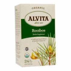 The herb alfalfa long known for its beneficial nutrients was packaged in tea bags and sold to an emerging health food market. This product became known as Alvita and set the standard for future herbal teas. Today Alvita represents more than forty single-ingredient teas each one uniquely distinct just like the individuals who drink them. Alvita chooses only the highest quality organic wild-crafted or cultivated botanicals perfectly prepared to provide you with the best Mother Nature has to offer. Historical and scientific literature is painstakingly studied to ensure that the correct traditional plant and most appropriate servings are used delivering premium flavor and quality. Herbs are gifts from the earth. Alvita takes its stewardship seriously by offering carefully harvested teas in earth-friendly packaging. Our beautifully illustrated boxes are made using recycled paperboard and our English pillow style tea bags are oxygen bleached not chlorine treated. You won't find a better product with a cleaner package - anywhere. Alvita - brewed with confidence steeped in tradition. 100% recycled paperboard. Recyclable. For more than 300 years South Africans have brewed the fermented leaves of the rooibos shrub (Aspalathus linearis) into an herbal tea that is also commonly known as red bush tea. Its naturally sweet flavor and antioxidant content have earned rooibos tea a favored place among tea drinkers worldwide. Alvita Rooibos Tea is made with premium-quality organic rooibos leaves and produces a mildly sweet flavor and aroma. Certified organic by QAI. Certified gluten-free by NSF. Naturally caffeine free. Item Weight 24 Each. Pack of 6. Directions Preparation: Place one tea bag in a cup and add 8 oz of water heated to 185 degrees F. Cover and steep for 2 minutes. Gently squeeze tea bag and remove. For Use: We recommend 3 cups da