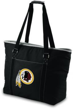 Washington Redskins waterproof picnic tote. This Redskins cooler tote wasn't designed solely as a beach bag, but if a beach bag is what you're looking for, this one won't disappoint! Measuring 23" (L) x 8.25" (W) x 17" (H), this extra large tote has almost 1 cubic feet of interior storage space, enough to hold 48 12-oz. cans! Fully-insulated to keep your food and drinks cold, this bag also has a heat-sealed, water-resistant interior liner which is perfect for transporting wet pool towels, swim suits or the like. A larger zipper pocket on the exterior of the tote lets you keep other personal effects within easy reach. All licensed products have been approved by the team; however, Picnic Time is considered a designer line. The product color may not be an exact match to the team color. The Tahoe may be just the family-sized beach style tote you've been wishing you had.