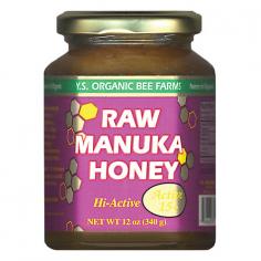 Raw Manuka Honey by Y.S. Organic Bee Farms 12 oz Paste Raw Manuka Honey (Active 15) YS Organic Bee Farms Manuka Honey Manuka honey is known in New Zealand as 'The Wonder Honey of the Tea Tree'. Enjoy the purity of this rare exotic raw honey which has extraordinarily powerful beneficial factors. Unpasteurized unfiltered Product of New Zealand Suggested Use As a dietary supplement 1 2 tablespoon twice daily or more as needed Or as directed by your healthcare professional. Supplement Facts Serving Size 1 2 Tbsp (11 g) Servings Per Container 31 Amount Per Serving Daily Value Calories 30 Total Fat 0 g 0 Sodium 0 mg 0 Total Carbohydrates 9 g 3 Sugars 8 g Protein 0 g 0 Percent Daily Values are based on a 2 000 calorie diet Warnings Keep out of reach of children. As with all dietary supplements consult your healthcare professional before use. See product label for more information.