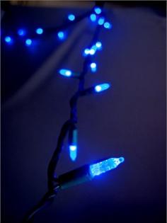 This is our LED M6 string light set in the blue color. Our blue LED lights will brighten up any holiday display or event. This string light has a non removable high quality LED light bulb. This set is UL Listed and rated for indoor and outdoor use. Product Details: - Includes 70 LED Blue Bulbs - 4.8 Watts Per Set - Commercial Rated with Non-Removable Bulbs - Green Cord w/ UL Listed Male and Female Plug - Bulb Size 0.875"L - Connects End to End - Full Wave Technology - No Flickering of Lights - String Length - 23' 8" Green Cord with 4" Spacing Between Bulbs. - Includes Extra Fuse - If One Bulb Burns Out - Rest Of String Will Stay Lit - UL Listed For Indoor/Outdoor Use