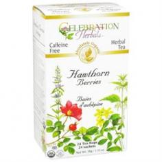 Celebration Herbals - Organic Caffeine Free Hawthorn Berries Herbal Tea - 24 Tea Bags (38g)All the herbs in Celebration Herbals Organic Caffeine Free Hawthorn Berries Herbal Tea are organically grown and prepared, ensuring their natural taste and active properties are enjoyed in every cup of tea. Hawthorn is found mostly in Europe, eastern Asia and eastern North America and its use has been growing since the 1800's. In Britain, Hawthorn was an important part of many May festivals and was known as 'May flower'. In France, Hawthorn goes by the name l'epine noble (a noble thorn) from the belief that the crown of thorns worn by Christ was made of its branches. Hawthorn is a member of the Rose family: rosaceae. It's a small, compact shrub-tree with white bark, hard wood, and sharp thorns. It produces small berries called haws which look like tiny apples or Rose Hips.A little About Celebration HerbalsCelebration Herbals is the offshoot of their family business, Organic Connections. It is run by two parents, two children, and some dedicated helpers. Every day they work hard to bring you the best herbal products they can. By 1997, they had been in the organic herb and spice trade as a wholesale distributor for over 10 years. One of the ways they thought they could make a difference was to make great quality herbal products that would be effective, great tasting, organic, and an inexpensive alternative to prescription drugs. Their very first product was C Blend Tea, followed by a few Psyllium Fiber products, and then their extensive line of Herbal Teas. In the past two years, they've created a very extensive line of Bottled Herbs and Spices. Their organic passion. 25 years ago, people did not want organic. 15 years ago it was only for the conscientious forerunners of society. 5 years ago, it seemed like everyone started taking notice.