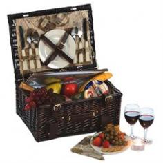 This handcrafted willow Copley Picnic Basket comes with a set of two ceramic plates, stainless steel flatware, glass drink ware, cotton napkins, and glass votive candle holders. With the large thermal foil insulated removable cooler section, you can take along food, wine, snacks and beverages for a romantic picnic, concert, stroll in the park, afternoon at the beach, or evening dinner under the stars. Easy to transport by either the top or front carry handles. Designed in the USA, this basket also makes a beautiful bridal or wedding gift. Measurements: 16 L x 12 W x 7.5 H Weight: 8 lbs.