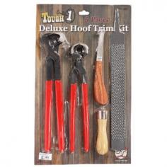 High-quality metal construction. Includes a rasp, wooden handle, hoof knife, and 2 nippers. Lightweight and easy to use. Makes a perfect grooming kit. An excellent set to have and impeccably well-crafted, the Tough-1 Century Craft Deluxe Hoof Trim Kit gives you a collection of essential pieces that keep your horse's hooves trimmed. The set includes a rasp, wooden handle, hoof knife, and two nippers. About JT InternationalFor over 35 years, JT International has been providing riders with quality equestrian equipment designed to maximize the riding experience. With over 1,100 different types of products available, they offer new and time-honored favorites to riders all over the world. From tack to training supplies, JT International has each rider and their mount covered.