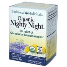 Traditional Medicinals Organic Nighty Night Herbal Tea Created by Herbalists Relieves Occasional Sleeplessness Naturally Caffeine Free Herbal Tea USDA Organic We get our passionflower form small farms in some of the most beautiful old farming villages in northern Italy. Walking amongst the rolling hillsides, we're always struck by the otherworldly beauty of Passiflora incarnata in bloom. Harvested from late spring through fall, the truly long vines of the passionflower plant are machine-harvested and hung up in the shade to air dry. The fruits are removed, but the rest of the aerial parts (leaves, vines and flowers) are cut and later blended with the other herbs in this tea to make the signature relaxing blend. Personality. Peaceful, soft and sleepy. Herbal Power. Helps you relax and get a good night's sleep. Reason to Love. Passionflower. We love it both for its wildly intense beauty and for its ability to calm and soothe your nervous system. When the Spanish missionaries changed upon it they saw the perfection of the universe reflected in its anatomical structure. The native people of the Americas used this plant for its ability to promote rest and relaxation - something modern people occasionally need help with too. We've added other relaxing herbs, like chamomile, linden flower and hops, to create a mellow blend that will help you rest easy. Taste. Minty, mildly bitter and sweet, with notes of citrus and spice. Disclaimer These statements have not been evaluated by the FDA. These products are not intended to diagnose, treat, cure, or prevent any disease. Traditional Medicinals Organic Nighty Night Herbal Tea Directions To Enjoy pPour 8 oz freshly boiled water over 1 tea bag. pCover cup and steep for 10-25 minutes. pSqueeze tea bag to ensure maximum goodness in your cup. pEnjoy 2-3 cups late in the day, including at least 1 cup 30 minutes before bed. pFor Adults Only! Nutrition Facts Serving Size: 1 Cup Servings Per Container: