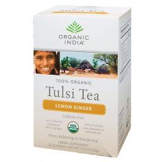 Herbal Supplement. USDA organic. Certified organic by Ecocert. Caffeine-free. A lively blend of lemongrass, Tulsi & ginger. Stress relieving & energizing (Tulsi tea is abundant in antioxidants). At the heart of Organic India is our commitment to be a living embodiment of love and consciousness in action. We have trained thousands of small family farmers in India to cultivate tens of thousands of acres of sustainable, organic farmland. All our products promote genuine wellness and are made with love. The product you hold in your hands is one link in a chain of love, respect and connectedness between our farmers and you. By choosing Organic India you are joining this chain, which provides training and a living wage to the farmers, creates a sustainable environment, and brings happiness and well-being to you. Our organic India family. The excitement of pungent ginger, accented with fresh lemon, is complemented by Tulsi's spicy flavor and transformative energy. This exotic flavor combination will awaken your senses. Great for digestion too! About Tulsi Tea: Throughout India, Tulsi is revered as a sacred plant infused with healing powers, and is lovingly called the queen of herbs. Traditionally grown in an earthen pot in every home, Tulsi (also known as holy basil) makes a delicious and energizing herbal tea. Tulsi is an adaptogenic herb which helps your body relieve the negative effects of stress. Repeatedly noted for 5,000 years throughout sacred Indian scriptures, Tulsi's remarkable life-enhancing qualities are now here for you to fully enjoy. Drinking 3 cups a day is recommended. Individually wrapped for freshness. (These statements have not been evaluated by the FDA. This product is not intended to diagnose, treat, cure, or prevent any disease.) Manufactured in India.