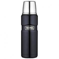 Thermos TherMax double-wall vacuum insulation provides maximum temperature retention. Unbreakable stainless steel interior and exterior ensure years of service. Product stays cool to the touch when filled with hot contents and it does not sweat when filled with cold contents. Available: 16-oz. Beverage Bottle Twist-and-pour stopper allows you to pour without removing the stopper. Keeps contents cold for 24 hours and hot for 12 hours (not shown). 40-oz. Beverage Bottle Includes an insulated serving cup. Keeps hot liquids hot or cold liquids cold for up to 24 hours. 2-qt. Bottle Features a twist-and-pour stopper, built-in stainless steel cup, retractable handle and a detachable shoulder strap for portability. Keeps hot liquids hot and cold liquids cold for up to 24 hours. 24-oz. Leakproof Bottle Boasts a smooth-flow design and a locking, leakproof lid with one-handed, push-button operation. It keeps hot liquids hot for 18 hours and cold liquids cold for 24 hours. Colors: Red (40-oz. Beverage Bottle only), Midnight Blue, Matte Black. Size: 16OZ BOTTLE. Color: Midnight Blue.