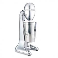 Enjoy thick shakes and soda fountain drinks in the comfort of your own home. This ultra modern chrome mixer has a 28 ounce Stainless Steel mixing cup and tiltable mixing head for easy distribution. Easy-clean detachable spindle for quick clean up. Enjoy thick shakes and soda fountain drinks at home. 28 oz. Stainless Steel mixing cup. Stainless Steel mixing cup. Two speeds. Tiltable mixing head. Easy-clean detachable spindle. Chrome body. Dimensions: 14.5 H x 5 W x 6 D.
