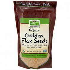 NOW Real Food Organic Golden Flax Seeds have a mild, nutty flavor similar to wheat germ, and they're often added to cereals, pancakes, muffins, breads, meatloaf, meatballs, and even yogurt. Golden Flax is typically lighter in color and more flavorful than dark flax. Flax is a natural plant source of healthy fatty acids and a good source of fiber. Naturally occurring fatty acids (example)(per serving)Omega-3 Fatty Acids (Alpha Linolenic Acid) 4.0 g (4.000 mg)Omega-6 Fatty Acids (Linolenic Acid) 1.2 g (1.200 mg)Omega-9 Fatty Acids (Oleic Acid) 1.5 g (1.500 mg) Fresher ingredients simply taste better, which is why this product is packaged using NOW Fresh Fill Technology to maximize flavor and freshness. Because you are what you eat. NOW Real Food has been committed to providing delicious, healthy, natural and organic foods since 1968. We're independent, family owned, and proud of it. Keep it natural. Keep it real.