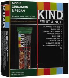 Satisfy your hunger with a snack that tastes great Combines mixed nuts (almonds, peanuts, cashews and walnuts) with Madagascar vanilla for a delicious taste. KIND Apple Cinnamon Pecan Snack Bars, Box Of 12 is one of many available through Office Depot. Made by KIND.