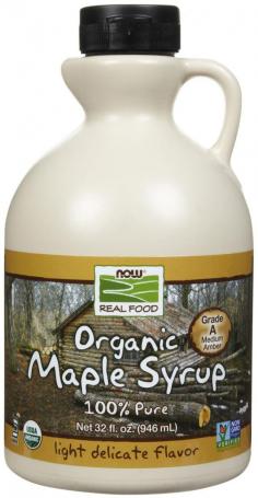 Authentic Maple Syrup You can get creative by adding NOW Foods Organic Maple Syrup to your favorite desserts. It can also complement to various sauces, appetizers and more. The extraordinarily delicious maple syrup is 100% pure and is distilled from the sap of organic sugar maple trees. This Grade A (Medium Amber) organic maple syrup is light and have a delicate flavor. 100% Pure syrup Has lighter and delicate flavor Kosher certified Used in various puddings and sweets Grade A Medium Amber Maple Syrup You can use Now Foods Organic Maple Syrup in pancakes, yogurt, ice creams and various other recipes. The syrup has a great taste and can be enjoyed by all. Just For You: Everyone, including Kosher individuals Essential Elements: This syrup contains Pure Maple Syrup that has an good source of manganese and zinc. Zinc in maple syrup acts as an antioxidant. Both zinc and manganese are important for the immune system.