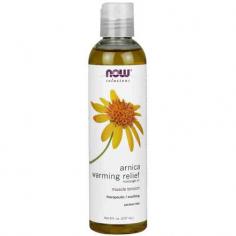 Arnica Warming Relief Massage Oil - 8 oz. Muscle Tension Therapeutic and Soothing Paraben Free Condition: Sore, achy muscles. Solution: Arnica Warming Relief Massage Oil captures the natural soothing essence of Arnica to provide immediate warmth and relief to tired, overworked muscles. Set in a base of antioxidant-rich Olive Oil, this deep-penetrating massage oil contains potent Arnica, in addition to a perfect collection of essential oils and other natural extracts. Arnica Warming Relief Massage Oil is perfect after a busy day or a strenuous workout, and can also be used as a daily skin softener. Suggested Use: Massage desired amount of Arnica Warming Relief Massage Oil into any area of the body that needs relief from muscle tension, aches or pains. Apply the oil 2-3 times a day as needed, until the muscle tension is relieved. Keep away from sensitive areas, and do not ingest. Ingredients: Sunflower Seed Oil, Extra Virgin Olive Oil, Arnica Oil (Arnica montana), Aroma Oil Blend [Organic Lavender Oil, Lemon Oil, Palmarosa Oil, Natural Vanilla Fragrance, Wintergreen Oil] and Vitamin E (natural d-alpha tocopherol). Caution: For external use only. Arnica can cause allergic dermatitis with extended use or in sensitive persons. Not to be used on open wounds or broken skin. NOW Foods does not test on animals. Please Recycle.