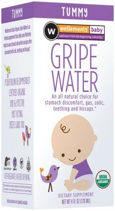 Wellements Gripe Water for Colic Description Made with Organic Ingredients No Alcohol or Sucrose Pleasant Taste For Stomach Upsets Gas Teething and Hiccups in Infants and Babies WOrganics Gripe Water is here at last We are happy to introduce this timetested supplement from Europe Gripe Water is an old world formula that has been used for over 100 years to ease the discomfort of babies with gas and stomach upsets hiccups and teethingWOrganics colic remedy is pleasant tasting and specially flavored for babies and young children It can be added to formula and juice to make it easy for you and your baby Our baby products utilize natural and certified organic botanicals to ensure purity and wholesomeness Free Of Alcohol sucrose petroleum products fillers binders artificial colors or flavors yeast wheat gluten soy dairy and starch Disclaimer These statements have not been evaluated by the FDA These products are not intended to diagnose treat cure or prevent any disease Product Features Wellements Gripe Water for Colic Directions Shake Well May be taken directly by dropper or mixed with baby formula up to 6 times in a 24 hour period We recomend discarding 6 weeks after opening due to reduced potency Babies 0 to 1 month of age 12 tsp 25 ml Infants 1 to 6 months of age 1 tsp 5 ml Children 6 months and older 2 tsp 10 ml Adults 2 tbsp 30 ml Supplement Facts Serving Size 1 Teaspoon Servings Per Container 24 Amt Per Serving Daily Value Sodium as Sodium Bicarbonate14 mg1 Organic Ginger Extract Zingiber officinale root25 mg Organic Fennel Extract Foeniculum vulgare seed2 mg Organic Chamomile flower13 mg Daily value not established Other Ingredients Organic Ingredients Agave fructose chamomile flower ginger extract root fennel extract seed citric acid Additional Ingredients Vegetable glycerin sodium bicarbonate purified water Warnings Do not give to child if they are allergic to any of the ingredients Since infants have immature immune systems a possibility exists