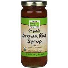 Now Brown Rice Syrup is a healthy, natural sweetener with a mild, buttery flavor and a delicate sweetness that makes it ideal for use in baking and desserts. Unlike simple sugars, such as monosaccharides and disaccharides, Brown Rice Syrup is a polysaccharide, or a complex sugar. The unique structure of complex sugars allows them to be absorbed and broken down more slowly than simple sugars, avoiding rapid spikes in blood glucose. Slower absorption also allows the body to utilize complex sugars for energy instead of having to store them as fat for later use. Brown Rice Syrup is made by fermenting brown rice with special enzymes that break down the natural starch content of the rice. This process produces a translucent syrup that's an excellent alternative to white and brown sugar.