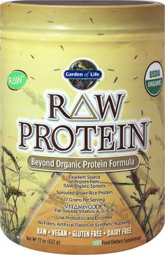 Now you can unlock the nutritive power of living seeds and grains with RAW Protein from Garden of Life - a certified organic, raw, vegan protein powder. Featuring 14 raw and organic sprouts, RAW Protein is an excellent source of complete protein, providing 17 grams, or 35% of the Daily Value, plus all essential amino acids. RAW Protein contains Vitamin Code&reg; fat-soluble vitamins A, D, E and K, and supports digestive health and function with live protein-digesting enzymes and powerful probiotics. Why Should I Use RAW Protein Use low fat RAW Protein to increase the protein content of meals - just add to food or beverages. It mixes instandly and has a neutral taste, making it an excellent foundation for a refreshing, high protein energy shake or smoothie. RAW Protein is suitable for almost anyone, including those on vegetarian or vegan diets, those on low carbohydrate diets or for those with gastrointestinal sensitivities to milk, whey, soy or other protein sources. Go Beyond Organic with RAW ProteinOffering high quality, plant-based protein plus live probiotics and enzymes, fat-soluble vitamins and nutrient Code Factors&trade; such as Beta-glucans, SOD, glutathione and CoQ10 for overall health and vitality, RAW Protein provides the following benefits: Provides RAW organic sprouted protein and live probiotics and enzymes Excellent source of protein - 18 grams and 35% Daily ValueContains Vitamin Code RAW Food-Created Nutrients&trade; A, D, E and K with their unique Code Factors&trade; intact, enabling natural recognition by your body Increases the protein content of meals - just add to food or beverages Suitable for vegetarian and vegan diets Good for those on low carbohydrate diets Alternative to soy and animal protein powders Good for those with gastrointestinal sensitivities to milk, whey, soy and other protein sources Easily digested - supports digestive health and function with live probiotics and protein-digesting enzymes Mixes well - great in shakes, smoothies and other beverages It's not only what RAW Protein contains, it's also about what it doesn't contain - there are no fillers, no artificial flavors and no synthetic ingredients. It is gluten-free and dairy-free and contains no soy allergens. So for those looking for highly nutritious, nutrient-dense, easily digestible, high quality protein nutrition, look no further than RAW Protein from Garden of Life.