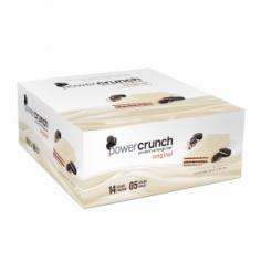 Power Crunch. Protein Energy Bar. High Protein Creme filled Wafer Bar. 14 Grams of Protein. 5 Grams of sugar. ProtoWhey for maximum protein absorption. Qty - 12 ct. Product Container 12-1.4 oz. Cookies Ingredients Proto Whey protein blend( Proto Whey &#91;micro peptides from extreme hydrolyzed whey protein&#91;55% di and triglycerides&#93;maltodextrins&#93; whey protein isolate milk protein isolate) palm oil enriched flour(wheat flour malted barley flour niacin reduced iro Warnings Contains milk wheat soy (from lecithin). This product is manufactured on equipment that also processes peanuts.