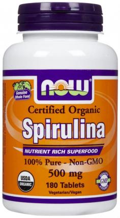 Dietary Supplement Nutrient Rich Superfood Certified Organic 100% Pure - Non-GMO 500 mg Vegetarian Formula Spirulina contains the highest protein and beta-carotene levels of all green superfoods, and is also a rich source of GLA, a popular fatty acid with numerous health benefits. In addition, it is the highest known vegetable source of B-12 and provides optimum levels of vitamins, minerals, trace elements, cell salts, amino acids and enzymes. PCertified Organic by Quality Assurance International. USP-IVP verified. Contains no: sugar, salt, starch, yeast, wheat, gluten, corn, soy, milk, egg, shellfish or preservatives. Vegetarian Vegan Product. Certified Vegetarian by Naturland Association. P100% Pure, 100% Organic, and Non-Irradiated. Pesticide Herbicide Free.