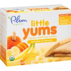 The Perfect First Snack For Little Teethers Tasty Pumpkin Banana Wafers Certified By The Non-Gmo Project Free Of Artificial Flavors & Preservatives No Mess Solution, Easily Dissolves For Convenient Feeding Made With 100% Bpa-Free Packaging Contains 6 Individually Wrapped 3 Packs At Plum&Trade; Organics, We Believe The Joy Of Eating Starts With The Very First Spoonful. Introducing Babies To Real Food With Delightful Tastes And Pure Ingredients As Early As Possible Can Create A Foundation For A Lifetime Of Healthy Eating. Our Foods Are Cooked Just The Right Amount To Retain Nutrients Compared To Other Processing Methods. And Our Recipes Are Culinary-Inspired To Help Parents Nourish Their Little Ones With Yummy, Nutritious Foods. Plum Organics Little Yums, A Line Of Teething Wafers Made From Whole Grain Buckwheat And Real Fruit And Veggies, Is The Perfect First Snack For Little Teethers. The Wafer Easily Dissolves To Encourage Self-Feeding For Teething Babies, And Is Made With Unique Fruit And Vegetable Combinations To Delight Tiny Taste Buds. Each Biscuit Is Baked In Italy With Love, And Is Certified Organic Using Delicious And Nutritious Ingredients Such As Buckwheat, Pumpkin, And Kale. 6 - 0.5 Oz (14.1G) Packs ~ Net Wt 3 Oz (84G)