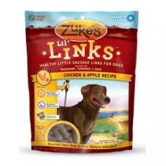 Zukes Lil Links Grain Free Dog Treat Zukes Lil Links are a perfect way to reward your best friend. Grain-free, every bite is filled with healthy goodness. Real meat is the number 1 ingredient, providing much needed protein. Apples, potatoes, carrots, and antioxidant-rich herbs are added to round out the flavor. Lil Links contain no mystery meats, by-product meals, artificial colors, flavors or added animal fat. Your dog will love the aroma of fresh cooked sausage and the delicious taste. You will feel great that you are treating them with a product made in the USA. Features: For all dogs Made in the USA Real Meat is #1 ingredient Delicious taste and aroma Healthy antioxidant-rich ingredients Contains no mystery meats or by-product meals Free of artificial colors and flavors Item Specifications: Size: 6 oz. bag Guaranteed Analysis: All Flavors: Crude Protein: min 12% Crude Fat: min 3% Crude Fiber: max 2% Moisture: max 32% Ingredients: Chicken OR Rabbit OR Pork, Apples, Carrots, Potatoes, Maple Syrup, Vegetable Glycerin, Tapioca, Gelatin, Natural Flavor, Salt, Phosphoric Acid, Sorbic Acid (a preservative), Rosemary, Turmeric, Sage, Citric Acid, Mixed Tocopherols. Feeding Instructions: Feed as a tasty reward or nutritious everyday treat.