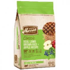 MERR1084: Features: -Dog food-No ingredients from China-No corn, wheat, soy, gluten or GMOs-Whole Health Made Right-Deboned Lamb, Lamb Meal, Brown Rice, Peas, Sweet Potato, Barley, Chicken Fat (preserved with natural mixed tocopherols), Pea Protein, Oats, Natural Flavor, Flax Seed, Carrots, Apples, Blueberries, Organic Alfalfa, Salmon Oil, Minerals (Salt, Dicalcium Phosphate, Calcium Carbonate, Zinc Amino Acid Complex, Zinc Sulfate, Iron Amino Acid Complex, Manganese Amino Acid Complex, Copper Amino Acid Complex, Potassium Iodide, Cobalt Amino Acid Complex, Sodium Selenite), Vitamins (Choline Chloride, Vitamin E Supplement, Vitamin A Supplement, Vitamin B12 Supplement, d-Calcium Pantothenate, Vitamin D3, Niacin, Riboflavin Supplement, Biotin, Pyridoxine Hydrochloride, Folic Acid, Thiamine Mononitrate), Yucca Schidigera Extract, Dried Lactobacillus plantarum fermentation product, Dried Lactobacillus casei fermentation product, Dried Enterococcus faecium fermentation product, Dried Lactobacillus acidophilus fermentation product, Rosemary Extract-For dogs weighing 3 lbs. 140 calories/day 1/3 cups, 6 lbs. 230 calories/day 1/2 cups, 10 lbs. 345 calories/day 3/4 cup, 15 lbs. 460 calories/day 1 cup, 20 lbs. 575 calories/day 1-1/2 cups, 30 lbs. 780 calories/day 2 cups, 40 lbs. 960 calories/day 2-1/2 cups, 50 lbs. 1140 calories/day 2-3/4 cups, 60 lbs. 1310 calories/day 3-1/4 cups, 70 lbs. 1495 calories/day 3-3/4 cups, 80 lbs. 1625 calories/day 4-1/4 cups, 90 lbs. 1780 calories/day 4-1/2 cups, 100 lbs. 1920 calories/day 4-3/4 cups. If feeding with wet food, reduce dry amount by 1/2 cup for every 6 oz of wet food. For dogs over 100 lbs: Add 1/4 cup per additional 10 lbs. For puppies and pregnant or nursing dogs: Feed 25pct more than the amounts listed. Transitioning: Gradually mix in the new food over a 5-7 day period, increasing the amount of Classic each day-3,606 Kcal per kilogram or 400 Kcal per cup ME (metabolizable energy) on an as fed basis (calculated)-Crude p