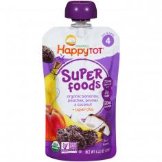 Organic superfoods. Contains Salba the supergrain. 800 mg omega 3s per serving. Excellent source of vitamin C. 3 g fiber. No soy, wheat or dairy. BPA free packaging. USDA organic. About HappyFamily: We are moms, nutritionists and pediatricians who come up with tasty recipes using organic nutrition and yummy ingredients. Our mission is to provide you with the absolute best foods for your little ones. Why HappyTot? Always organic. Optimally formulated. Easy BPA free portable package. No GMOs. About Salba: The Super Grain: Salba is an ancient gluten free grain that has never been so easy to eat. It is one of the most nutritious whole foods on the planet! It has omega 3 fatty acids, fiber, protein, calcium, iron and many other vitamins, minerals and antioxidants. 1 pouch has 3% salba. Certified organic by California Certified Organic Farmers (CCOF), Santa Cruz, CA 95060. Like us! Facebook.com/happyfam. Questions? go to happyfamilybrands.com.