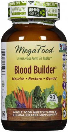 MegaFoodsDailyFoods Blood Builder- 90 Vegetarian TabletsMega FoodsDailyFoods Blood Builder helps maintain healthy iron levels in the blood. Mega FoodDailyFoods Blood Builder provides 100% whole food iron with synergistic nutrients and organic beet root to maintain healthy levels of iron. Restoring iron levels helps to combat fatigue and improve energy levels. In addition proper iron levels supports healthy immune response, healthy skin and optimal athletic performance. Organic beet root, a deep-red restorative food revered for its ability to nourish, purify and strengthen the blood, enriches MegaFoodDailyFoods Blood Builder formula. The inclusion of 100% whole food vitamin C in MegaFoodDailyFoods Blood Builder enhances iron bioavailability and utilization for maximum nutritional benefit. Iron in a natural 100% whole food form is non-binding and gentle on the stomach. Mineral Formulas Nearly every body system requires natural minerals for normal physiological functions, with each mineral playing a unique and critical role. Without the correct mineral in adequate amounts, enzymatic processes are hindered and vitamin function is diminished. Isolated minerals are often difficult to absorb and utilize by the body. MegaFood delivers these nutrients within a FoodState concentrate of Saccharomyces cerevisiae which also provides synergistic enzymes, cofactors and phytonutrients necessary for proper utilization and retention by your body. Welcome to MegaFood To provide you with exceptional nourishment of the highest quality, MegaFood premium multi-vitamins are made with a full spectrum of fresh whole foods including farm fresh broccoli, carrots, oranges, Maine Wild Blueberries, Cape Cod Cranberries and pure nutritional yeast. MegaFood then carefully dries these foods into a nutrient-rich FoodState concentrate which delivers essential vitamins, minerals and life-enhancing phytonutrients.