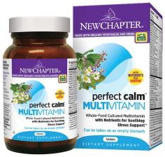 New Chapter Perfect Calm Whole-Food Multivitamin with Holy Basil - 144 Tablets New Chapter Perfect Calm is a whole-food multivitamin for soothing stress support that can be taken on an empty stomach. Perfect Calm is the ideal organic whole-food multi for men and women seeking to combat stress, enhance calm and overall well-being. Perfect Calm utilizes anti-stress herbs like Holy Basil, Chamomile, and Lemon Balm which soothe by helping the body cope with stress, fatigue and worry. Perfect Calm also has targeted whole-food nutrients including B-Vitamins, Vitamin C, and Selenium, which work on multiple pathways to enhance overall mood and combat oxidative stress. Cultured, organic herbal blends provide immune and digestive support - two important functions that can be affected by high levels of stress. Perfect Calm is a complete multivitamin with 23 whole-food vitamins and minerals formulated to promote optimal health - not just address nutrient deficiencies. Verified Non-GMO Finding Your Perfect Balance: How Do You Experience Stress? As individuals, we differ not only in what we perceive to be stressful, but in how we experience stress. Some people experience stress in the form of worry, tension, irritability, inability to focus and/or difficulty sleeping. These people are clearly in need of more calming influences, however, sometimes the people who need more calm don't even realize it. On the other end of the spectrum are individuals who experience stress as fatigue, low energy, lack of motivation, and/or muscle soreness. These people have burned the candle at both ends for too long and are experiencing an energy deficit. Although they may be tempted to reach for stimulants like caffeine, they will only feel worse when they experience the crash that comes later as their energy deficit worsens. These people don't just need more energy, they need sustained energy support that can only come from an improvement in mitochondrial function.