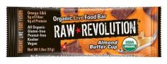 Raw Revolution Organic Live Food Bar Almond Butter Cup - 1.8 oz 51 gRaw Revolution Organic Live Food Bar Almond Butter Cup is clean and has a higher nutrient content than cooked food. Processed foods such as protein isolates and grain based fillers are acidic and cause fermentation in the body.